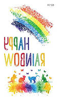 Флеш тату. 11*6 см. Временная, Переводная. Набор, Милые, Радуга, Смайлики, Минимализм, Акварель, RC-528 (S),