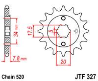 Зірка передня JT Sprockets JTF327.13 (LIGHT 200 / 250) 520H-13T (ПІД ШЛІЦ 5ММ)