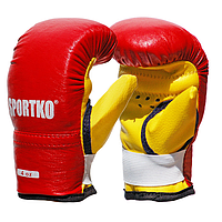 Боксерские перчатки SPORTKO арт. ПД2-4-OZ (унций) красный