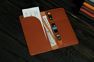 Шкіряний гаманець Лонг Тревел, натуральна шкіра Grand, колір коричневый, відтінок Коньяк, фото 3