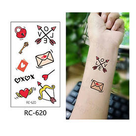 Флеш Тату. 11*6 См. Тимчасова, Перевідна. Набір, Love, Old School (Олд Скул), Серця, Валентин, Свят.