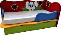 Детская кроватка с матрасом с ящиками Зайка для детей ТМ Ribeka
