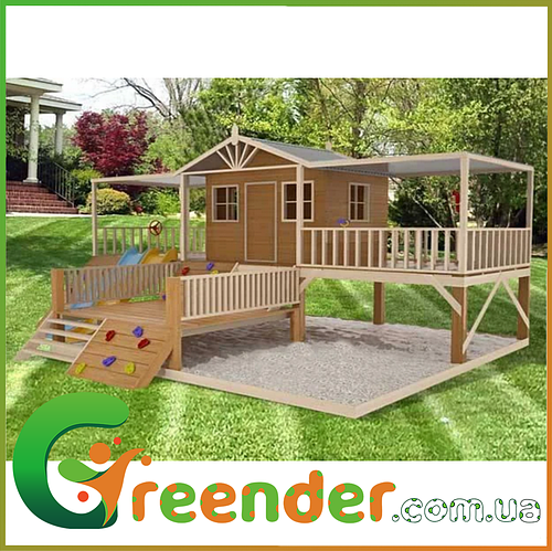 Деревянный уличный домик с терассой для детей Firefox Playground Cubby ...