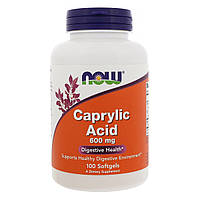 Каприлова кислота 600 мг, Caprylic Acid, Now Foods, 100 желатинових капсул