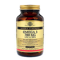 Омега-3, ЭПК и ДГК, Double Strength, 700 мг, Solgar, 60 желатиновых капсул