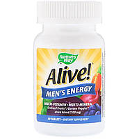 Мультивітаміни для чоловіків, Nature's Way, Alive!, Men's Energy Multivitamin-Multimineral, 50 таблеток