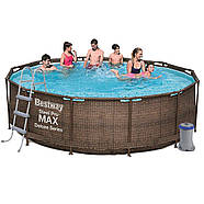 Каркасний круглий басейн Bestway 56709 (366 x 100 см, 9150 л, сходи, фільтр) Ротанг, фото 2
