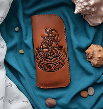 Футляр для окулярів з натуральної шкіри з художнім тисненням і розписом "Одеса"