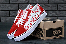 Чоловічі кеди Vans Old Skool Checkerboard х Supreme Red White, фото 3