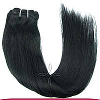 Натуральне Азіатське Волосся на Тресі 50 см 100 грам, Чорний №01