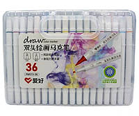 Набор двухсторонних фломастеров/скетч маркеров 36 шт/цветов, AIHAO PM513-36 Sketch marker