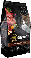 Savory Adult Cat Sensitive Digesion Fresh Lamb & Turkey (Сейворі Едалт Кет Сенситив) корм для котів для ЖКТ 0.4 кг.