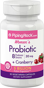 Жіночі пробіотики + журавлина Piping Rock women's Probiotic with Cranberry 90 капс. (уцінка по 7.22)