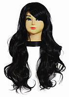 Парик женский искусственные волосы черный волнистый длинный 70см (3604)