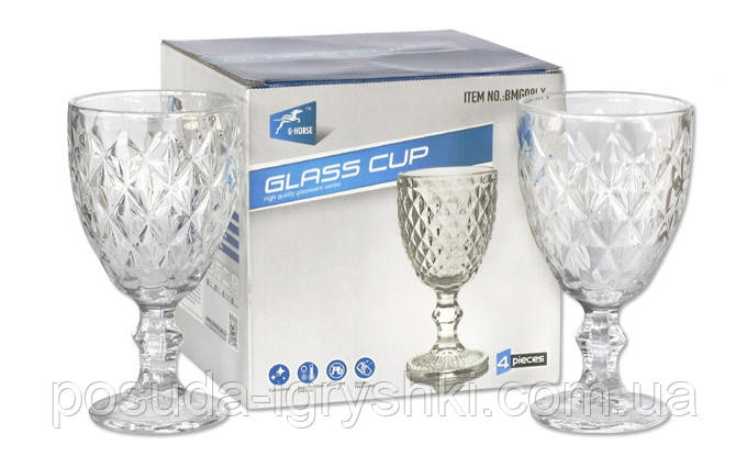 Набір келихів для вина Crystal "Angela" 300мл*4шт. вис.16,5 см (G Horse) (YBCG-2202)