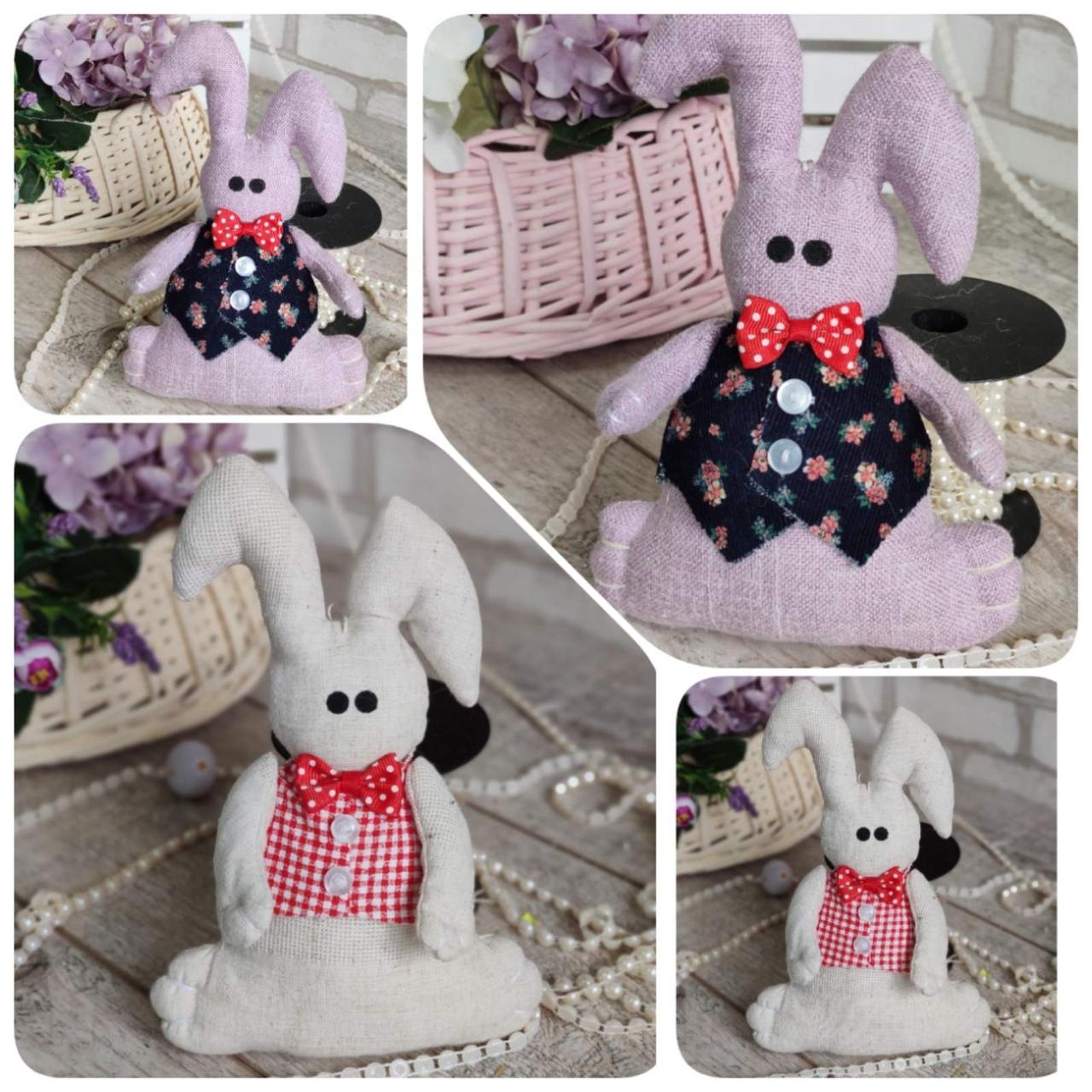 Великодній кролик Малиш, Н-23 см, текстильна іграшка, декор на Великдень,, фото 1