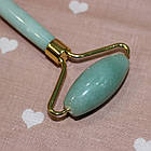 Ролик і скребок для масажу гуаша Jade Roller із Зеленого нефриту, фото 5