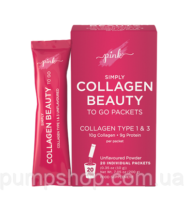 Гідролізовані пептиди колагену Pink Simply Collagen Beauty to Go 1 пак. 10 г (Grass Fed), фото 1