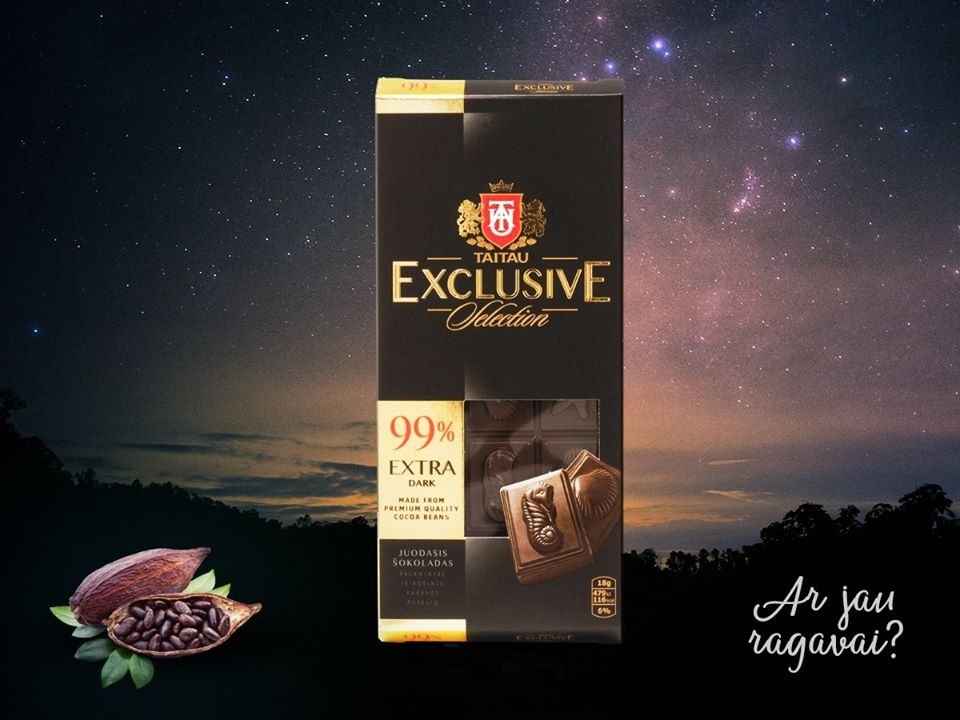 Шоколад чорний Extra Dark 99 % TaiTau Exclusive Selection 100 г Литва (опт 5шт)