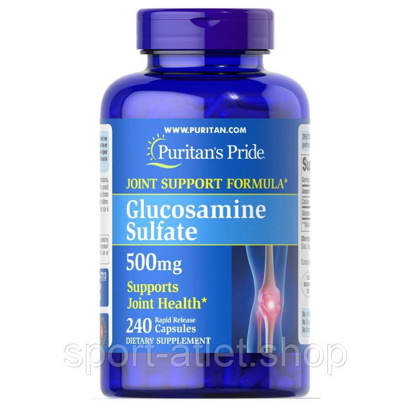 Препарат для суглобів і зв'язок Puritan's Pride Glucosamine Sulfate 500 mg, 240 капсул