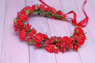 Віночок для волосся / вінок на голову Okl з квітами червоний 6 Об