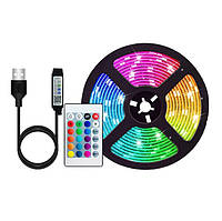 Світлодіодна стрічка RIAS 5050 LED RGB в бухті 5м різнобарвна 5V USB Bluetooth (4_00561)