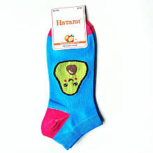 Шкарпетки жіночі короткі літні з принтом авокадо бірюзові 37-41 Наталі