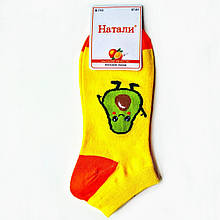 Шкарпетки жіночі короткі літні із принтом авокадо жовті 37-41 Наталі