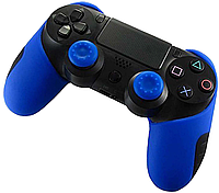 Плотный чехол Bevigac для геймпада DualShock 4 PS4 + накладки / Синий