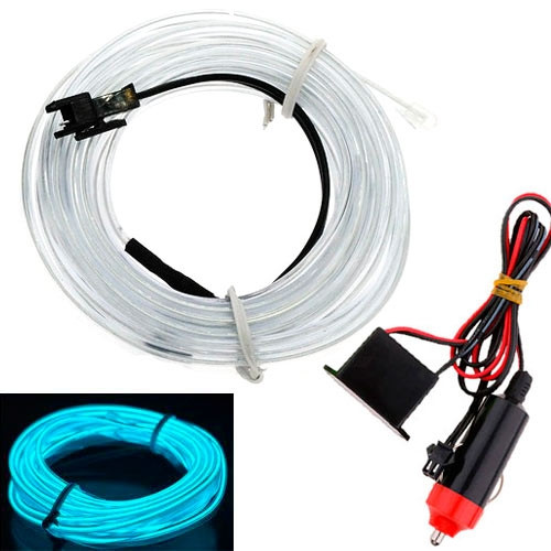 Гнучкий холодний неон, неонове підсвічування салону авто 5м, круглий блакитний, фото 1