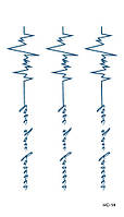 Флеш тату. 11*6 см. Временная, Переводная, Набор, Надписи, Пульс, Браслеты, HC-014 (S), Синие