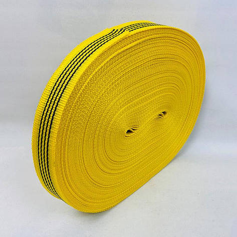Капронова стрічка буксирувальна для стяжних ременів 1,5 т 40 мм 50 м жовта, фото 2
