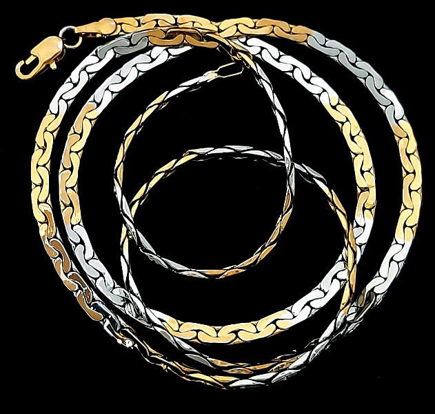 Ланцюжок Аthena Сталь Позолота з лимонним відтінком + родій. Довжина: 59 см. Товщина: 3 мм