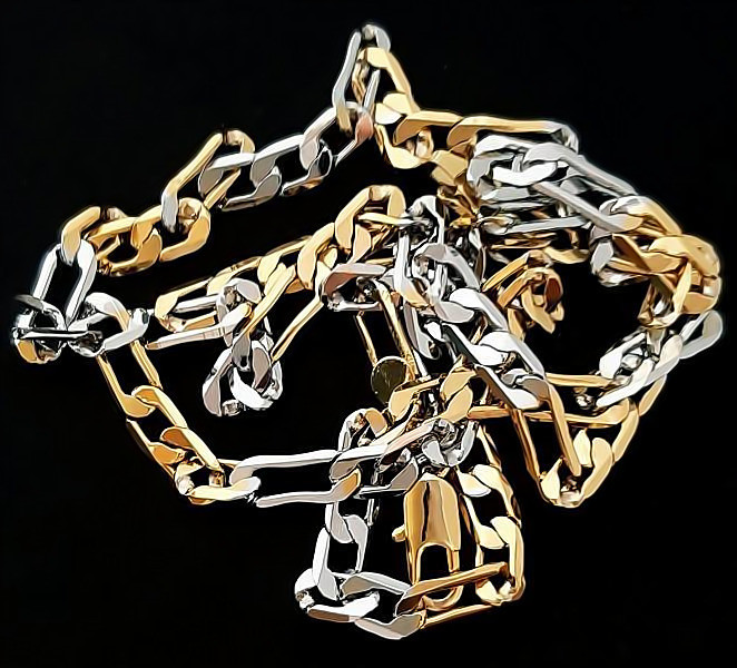 Ланцюжок Аthena Сталь Позолота з лимонним відтінком + родій. Довжина: 50 см. Товщина: 4 мм. Плетіння: карт'є