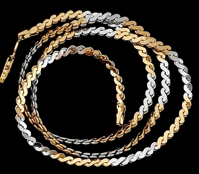 Ланцюжок Аthena Сталь Позолота з лимонним відтінком + родій. Довжина: 48 см. Товщина: 3 мм