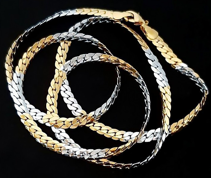 Ланцюжок Аthena Сталь Позолота з лимонним відтінком + родій. Довжина: 55 см. Товщина: 4 мм