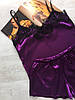 Жіноча атласна піжама майка шорти баклажан, фото 3