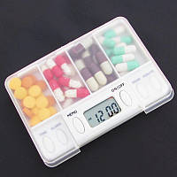Електронна аптечка - органайзер для таблеток на 4 відсіку. Таблетница з таймером