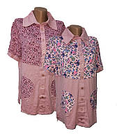 Трикотажная рубашка с коротким рукавом для женщин, летняя блуза женская на пуговицах с карманами