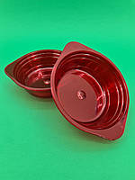 Тарелка одноразовая стеклоподобная диаметр 500 мл красная (10 шт)