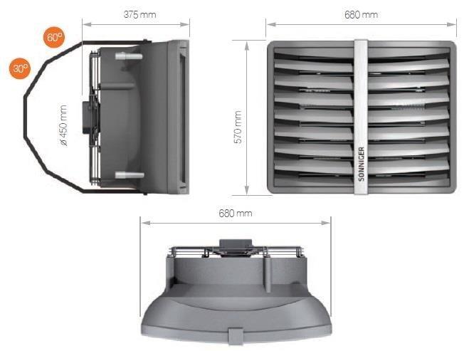 Тепловентилятор Sonniger HEATER CONDENS CR3 (20-70 кВт) + поворотна консоль - фото 3 - id-p1381943211