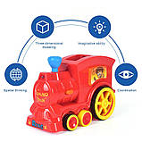 Дитяча іграшка паровозик з доміно Intelligence Domino | Поїзд-доміно Happy Truck sciries COLORS 100 деталей, фото 2