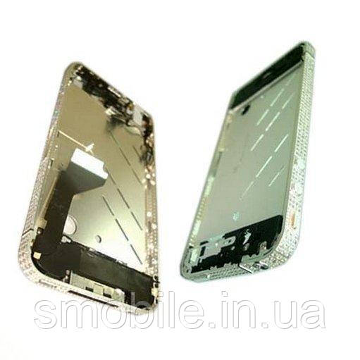 Середня частина корпусу iPhone 4 сріблясті з кристалами Swarovski