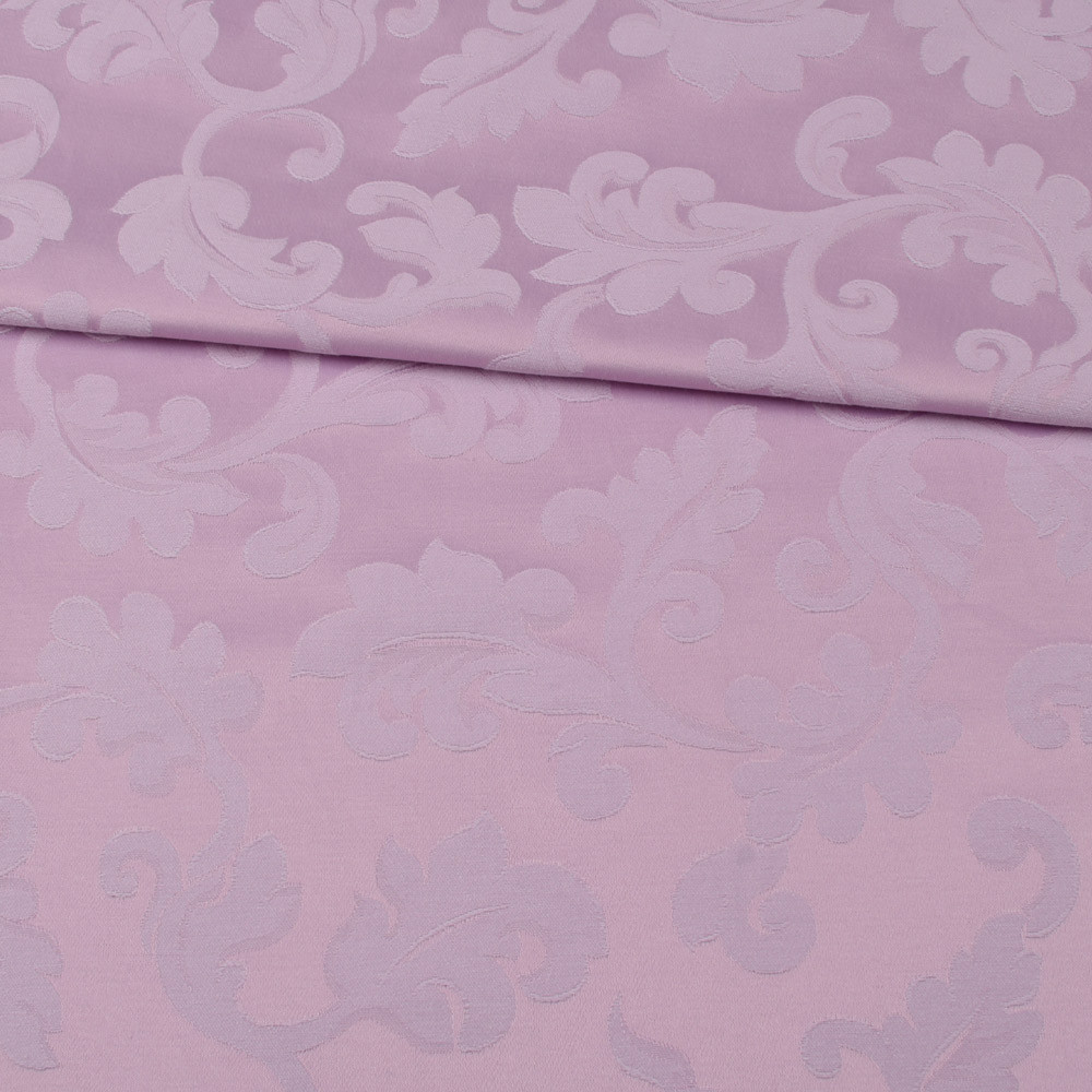 Жакард скатерковий листя з завитками бузковий, ш.330