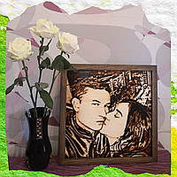 Картина в подарок на свадьбу (выжженный портрет по фото молодожёнов)