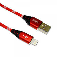 XO Lightning кабель зарядки і синхронізації XO NB29 Aluminium Alloy Fabric Braided для iPhone, iPad iPod червоний (1000 мм)