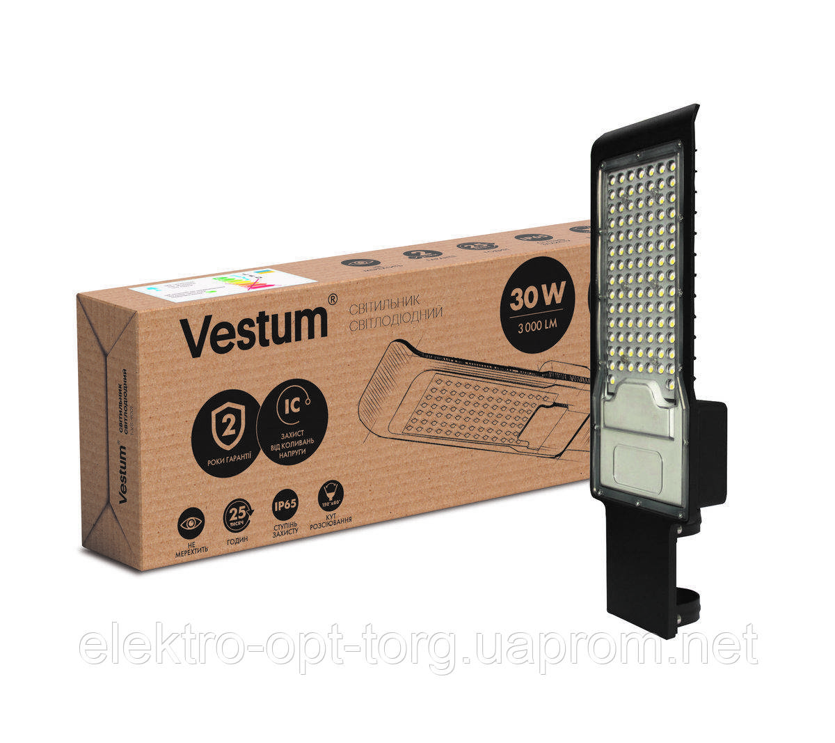 Світлодіодний консольний світильник Vestum 30W 3000Лм 6500K 85-265V IP65 1-VS-9001