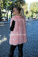 Жіноча рожева жилетка безрукавка Еко Хутро 76 см