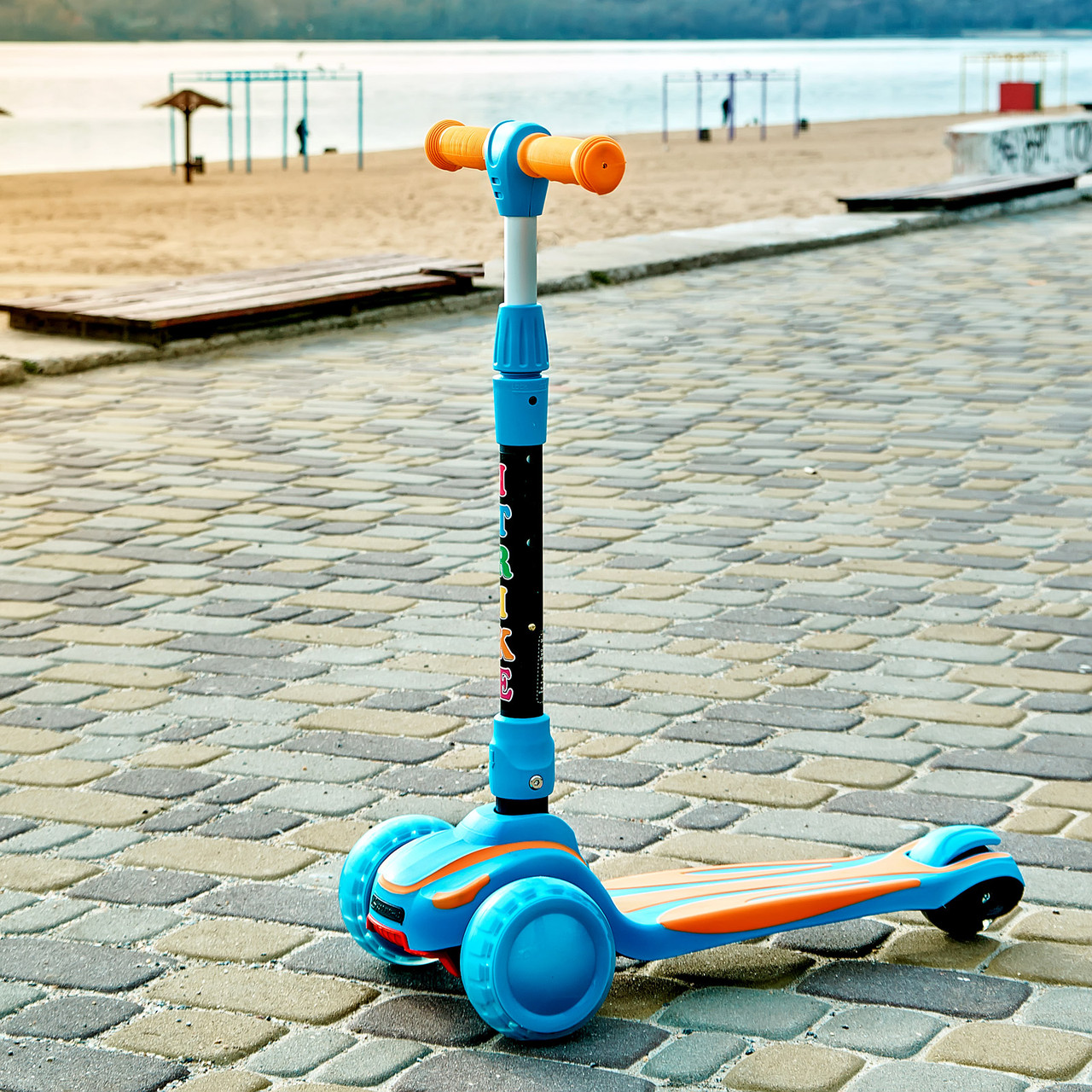 Самокат дитячий складаний SPORT KIDS 2585 зі світними колесами Блакитний