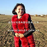 Жилетка жіноча з еко-хутра та шкірозамінника 76 см Гранат, фото 5